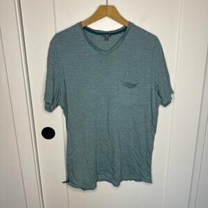 Vince Teal Blue Striped V-neck Pima Cotton Chest Pocket T-shirt Size XL